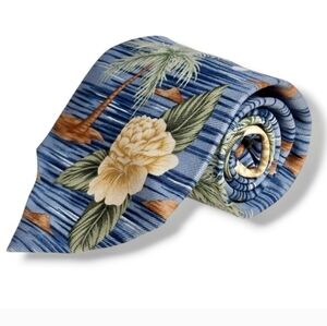 TOMMY BAHAMA Silk Twill Tie Palm Trees & Flower Print